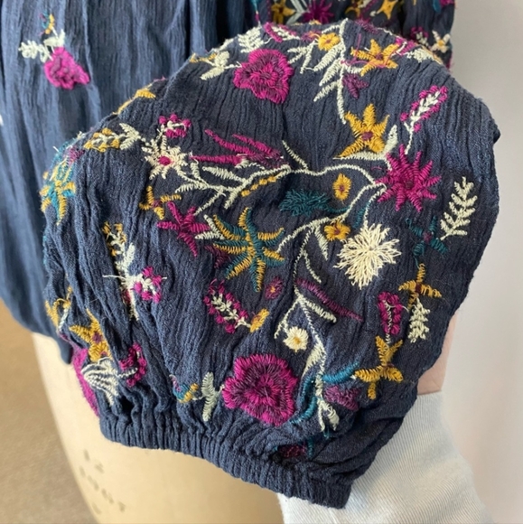 Free People Wildflowers Embroidered Boho Blouse Size S - Picture 8 of 13